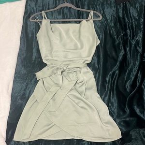 Sage green slip dress with wrap around bow | L |
